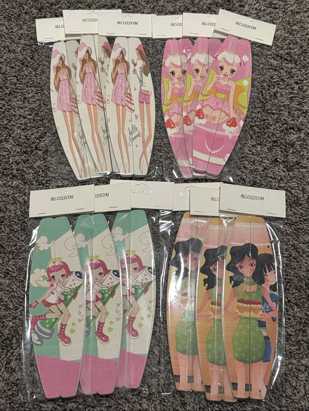 Blossom Pink Graphic Nail Files - 12 Packs of 2 Files (24 Files Total)